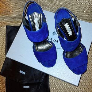 Prada Suede Navy Blue Size 38 Sandals